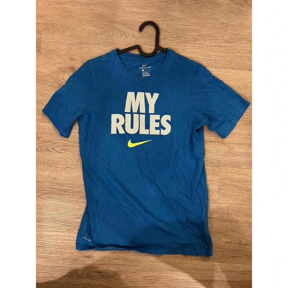 Nike T-Shirt Boys Large Blue‎ Excellent My Rules Dri-Fit Graphic Athletic Tee